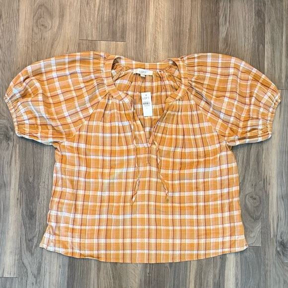 LOFT Tops - NWT LOFT Sunset-Colored Plaid Shirt Size L